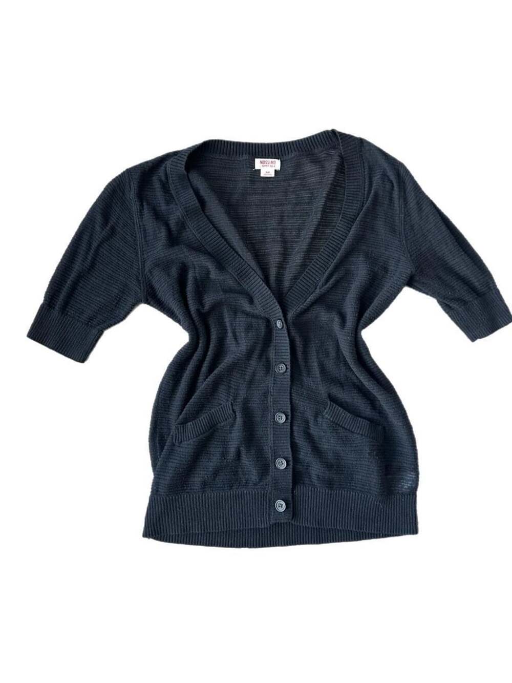 Y2K Mossimo Black Deep V‑Neck Button‑Up Cardigan – Size S